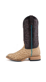 Horse Power Tan Vintage Bruciato Ostrich Square Toe Cowboy Boot