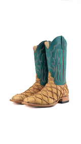 Horse Power Big Bass Pirarucu Antique Saddle Matte Square Toe Cowboy Boot