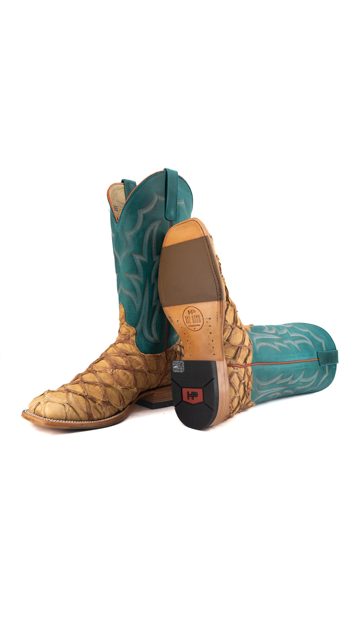 Horse Power Big Bass Pirarucu Antique Saddle Matte Square Toe Cowboy Boot