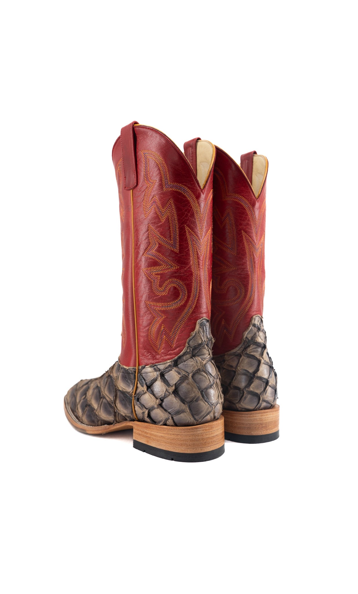 Horse Power Big Bass Pirarucu Petrified Oak Square Toe Cowboy Boot