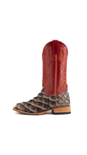 Horse Power Big Bass Pirarucu Petrified Oak Square Toe Cowboy Boot