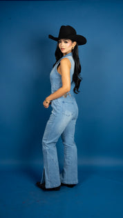 Callie Collared Denim Jumpsuit
