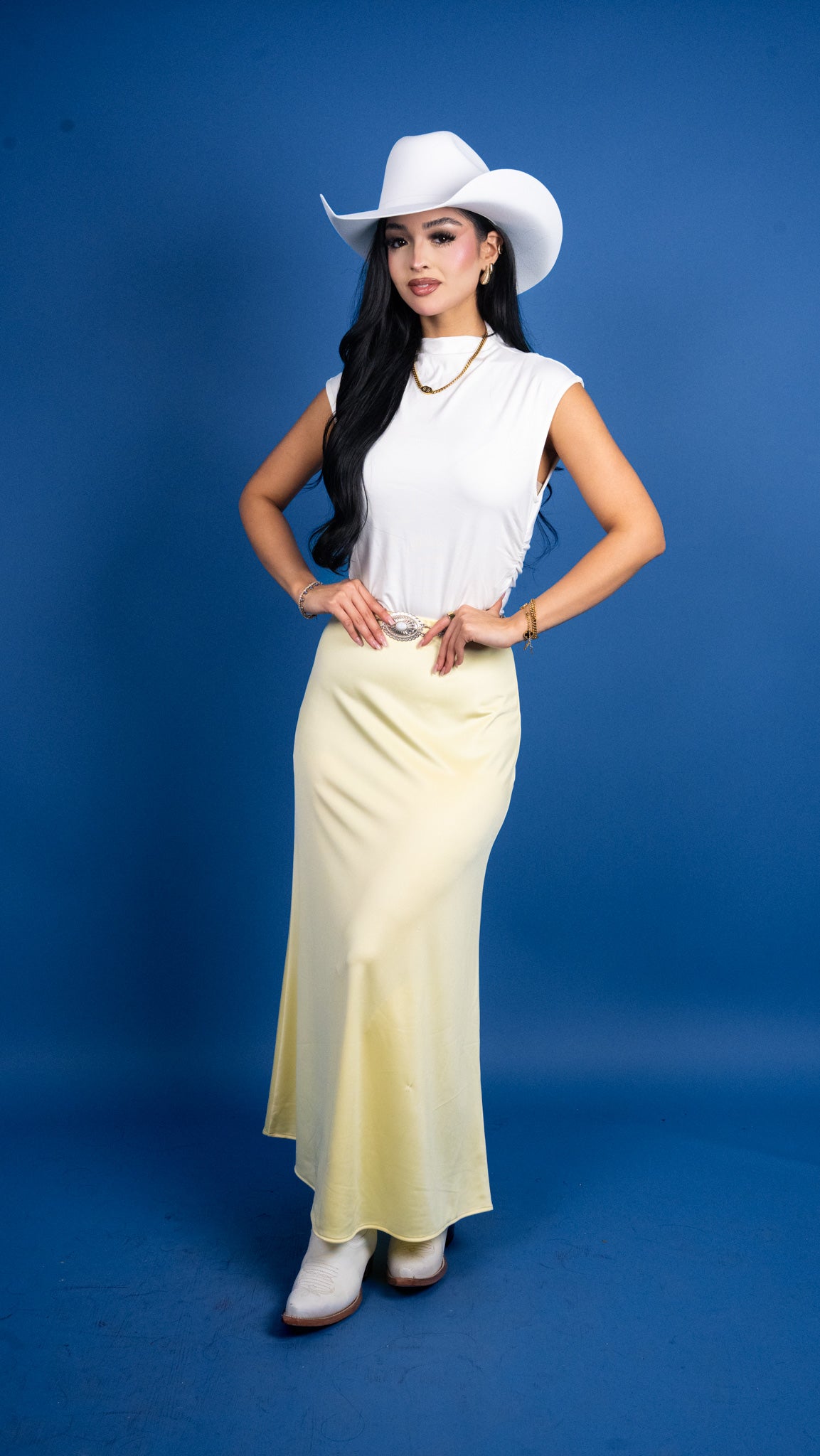 Elaine Satin Elastic Waist Skirt