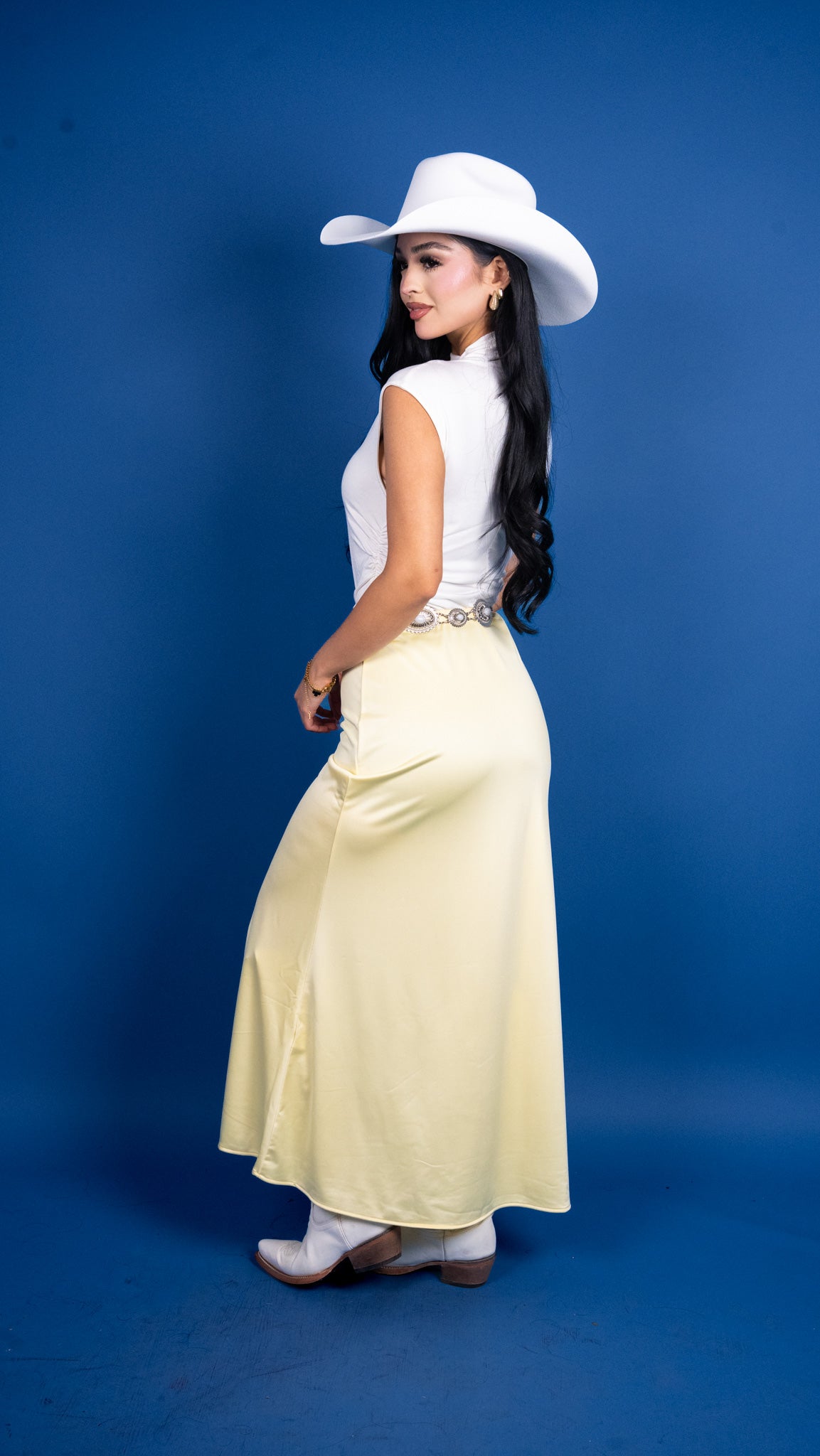 Elaine Satin Elastic Waist Skirt