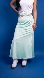 Elaine Satin Elastic Waist Skirt