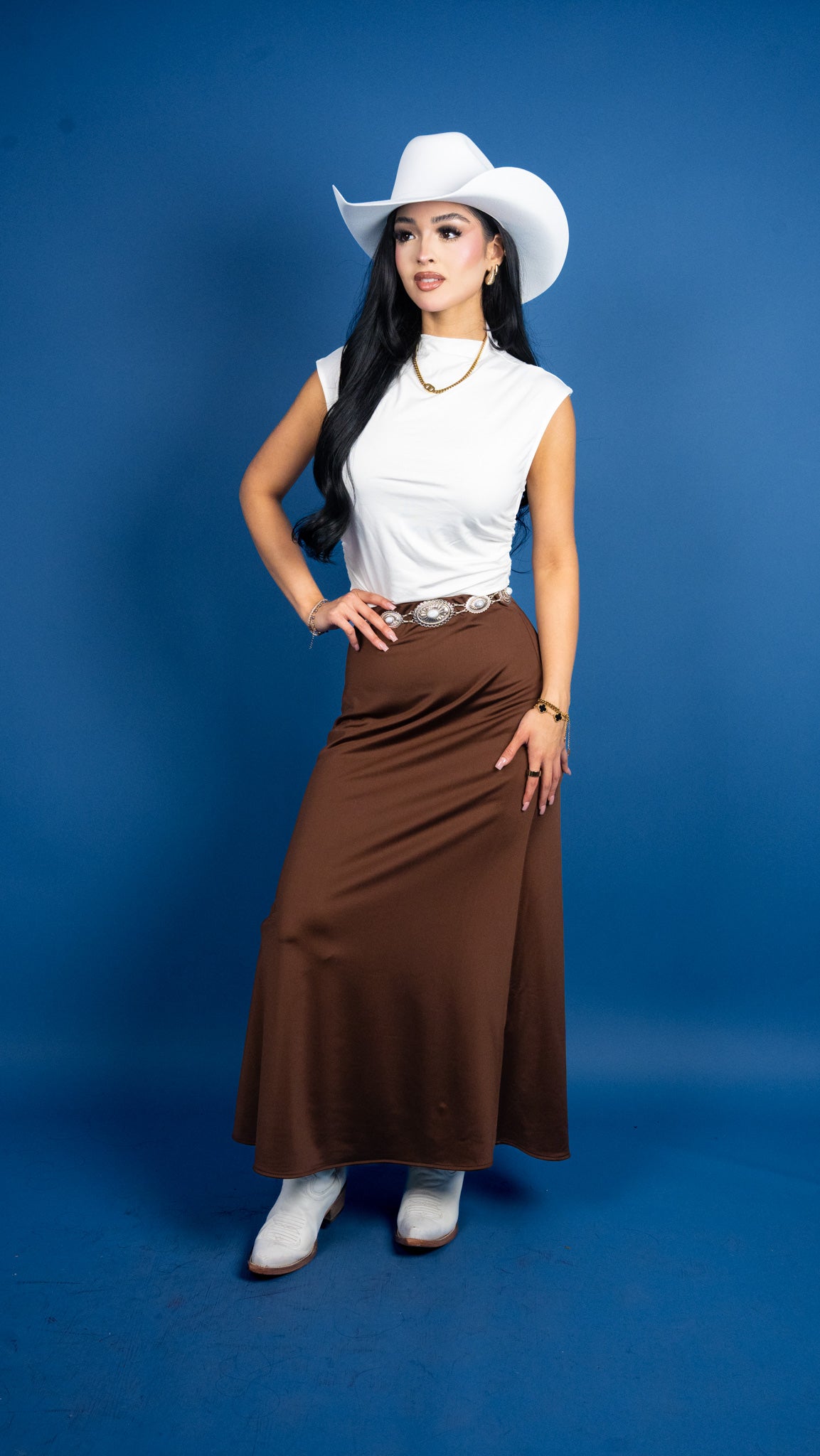 Elaine Satin Elastic Waist Skirt