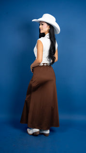 Elaine Satin Elastic Waist Skirt