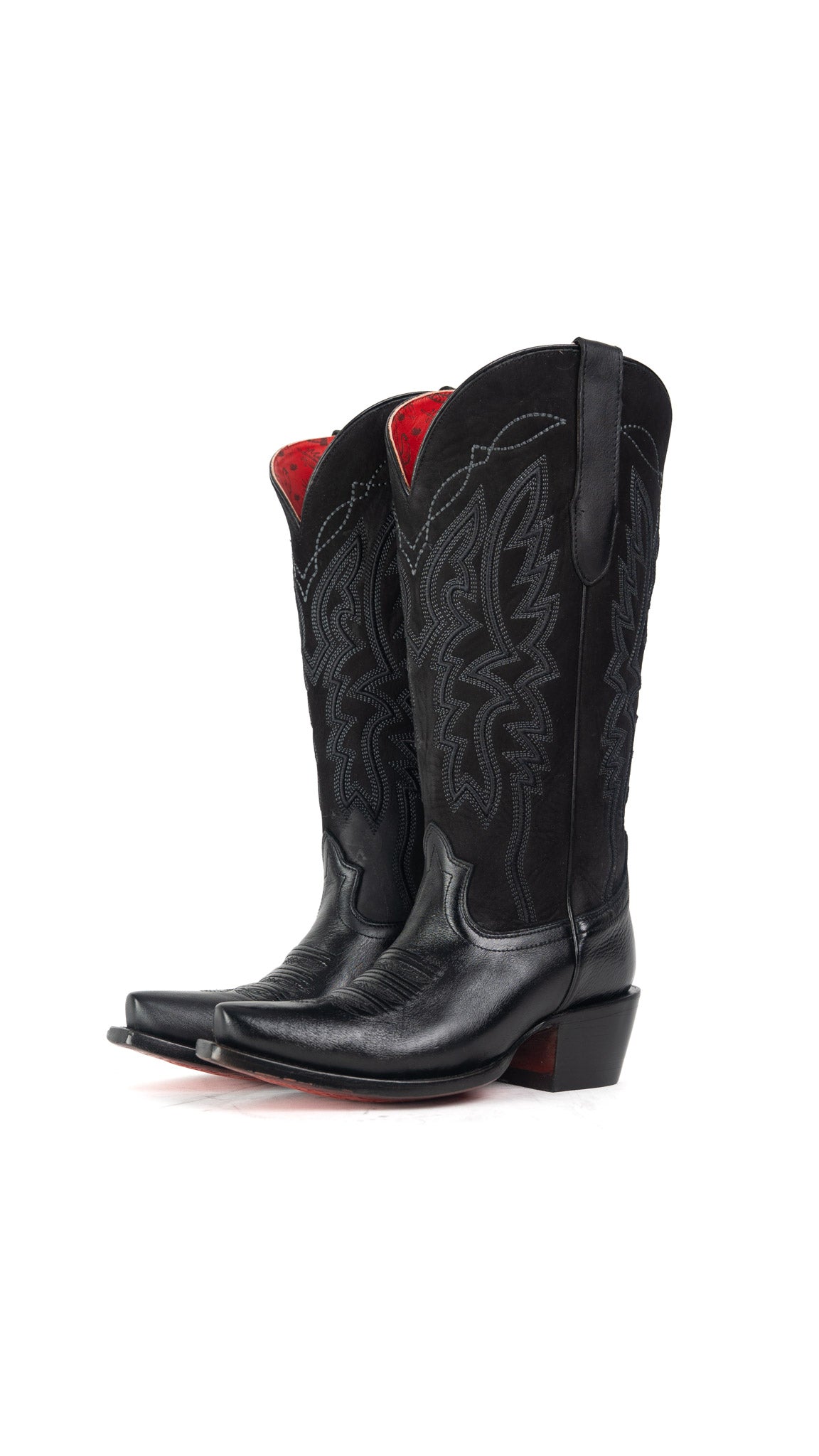 Alexia Nobock Red Bottom Snip Toe Midi Wide Calf Cowgirl Boot