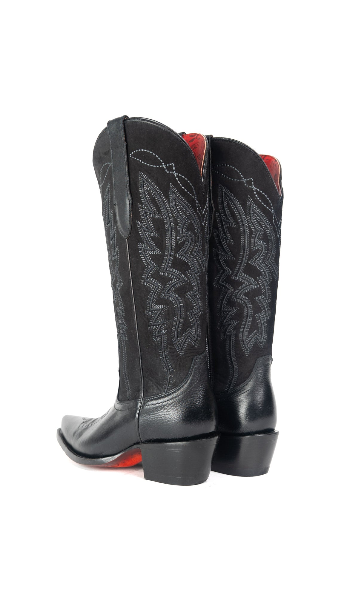 Alexia Nobock Red Bottom Snip Toe Midi Wide Calf Cowgirl Boot