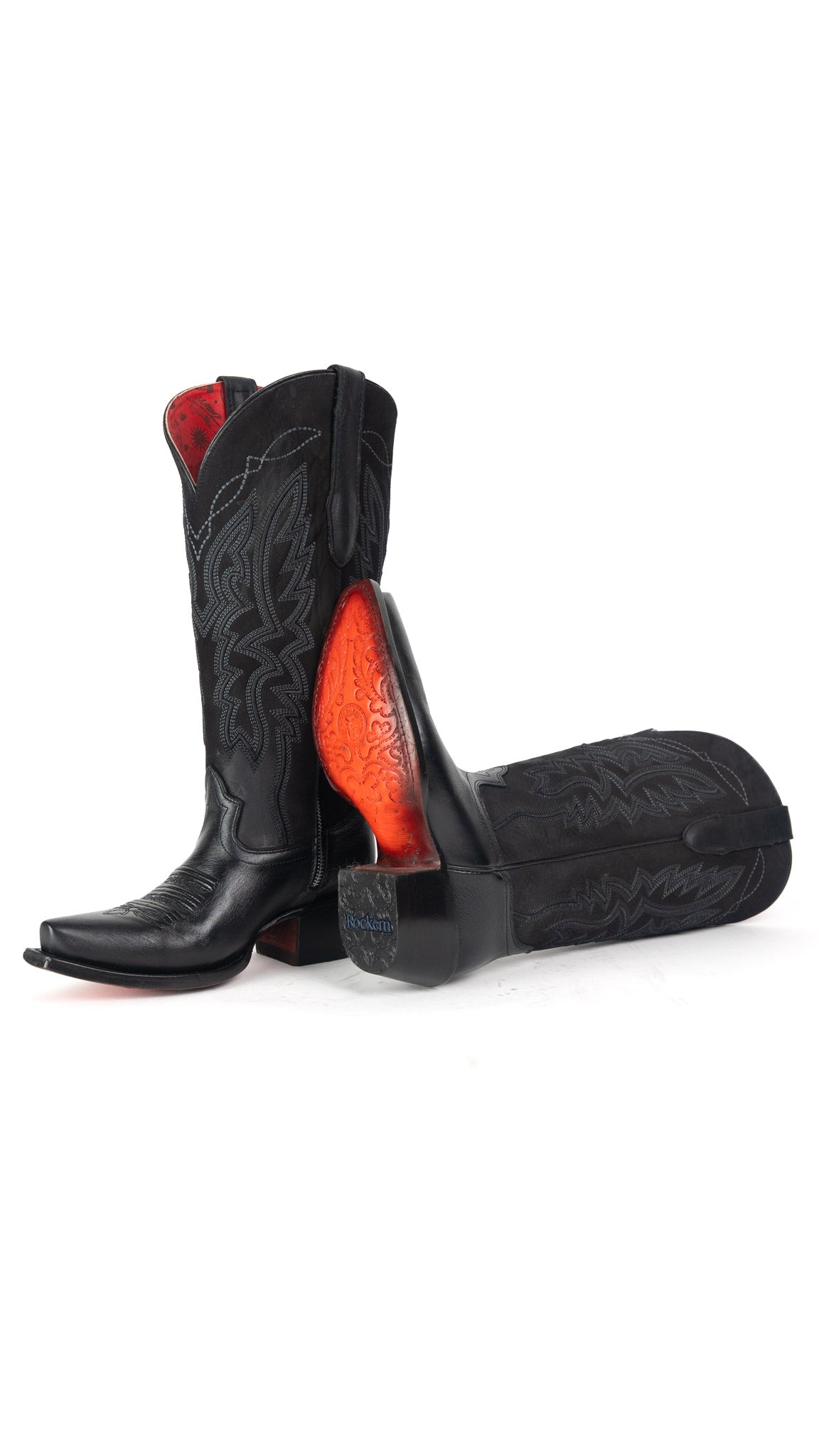 Alexia Nobock Red Bottom Snip Toe Midi Wide Calf Cowgirl Boot