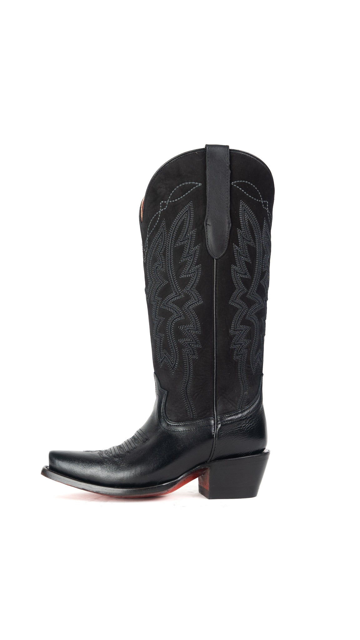 Alexia Nobock Red Bottom Snip Toe Midi Wide Calf Cowgirl Boot