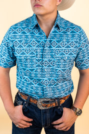 Platini Short Sleeve Sierra Sky Pearl Snap