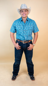 Platini Short Sleeve Sierra Sky Pearl Snap