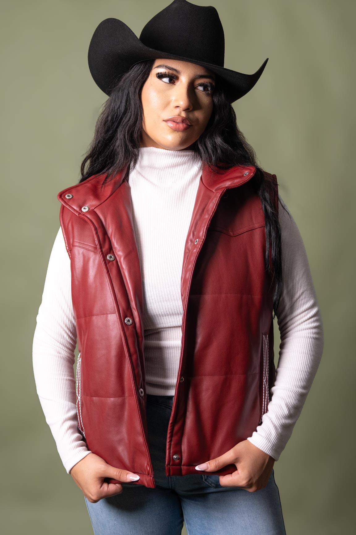 Modern Boot Stitch Leather Vest