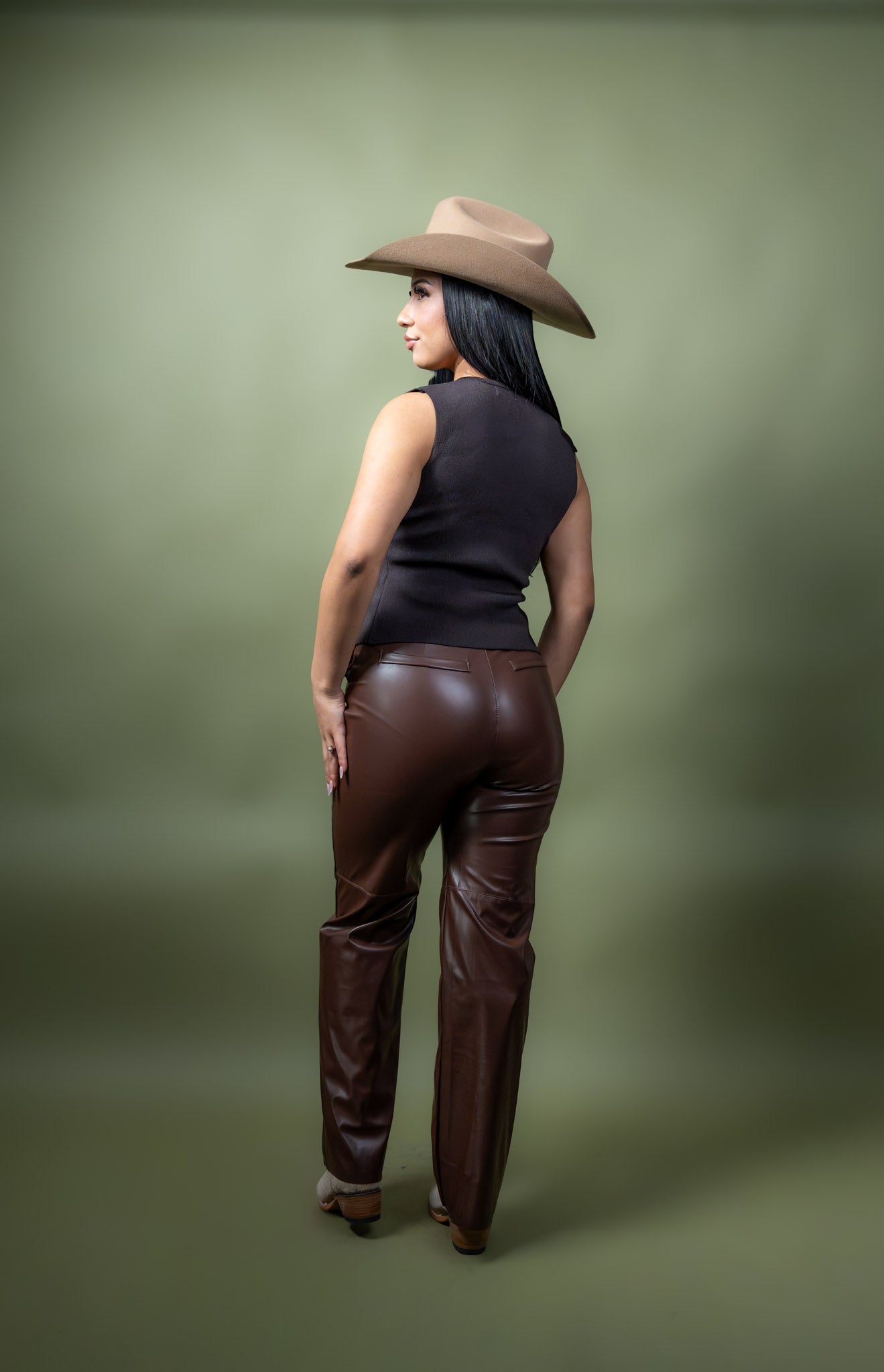 Vera High Rise Faux Leather Trousers