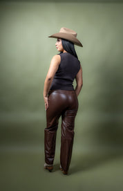 Vera High Rise Faux Leather Trousers