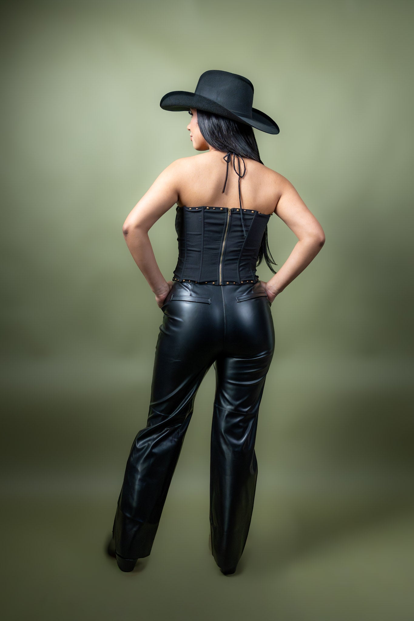 Vera High Rise Faux Leather Trousers