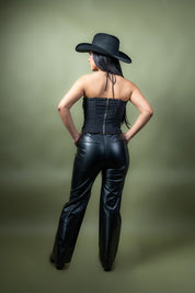 Vera High Rise Faux Leather Trousers