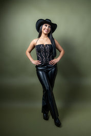 Vera High Rise Faux Leather Trousers