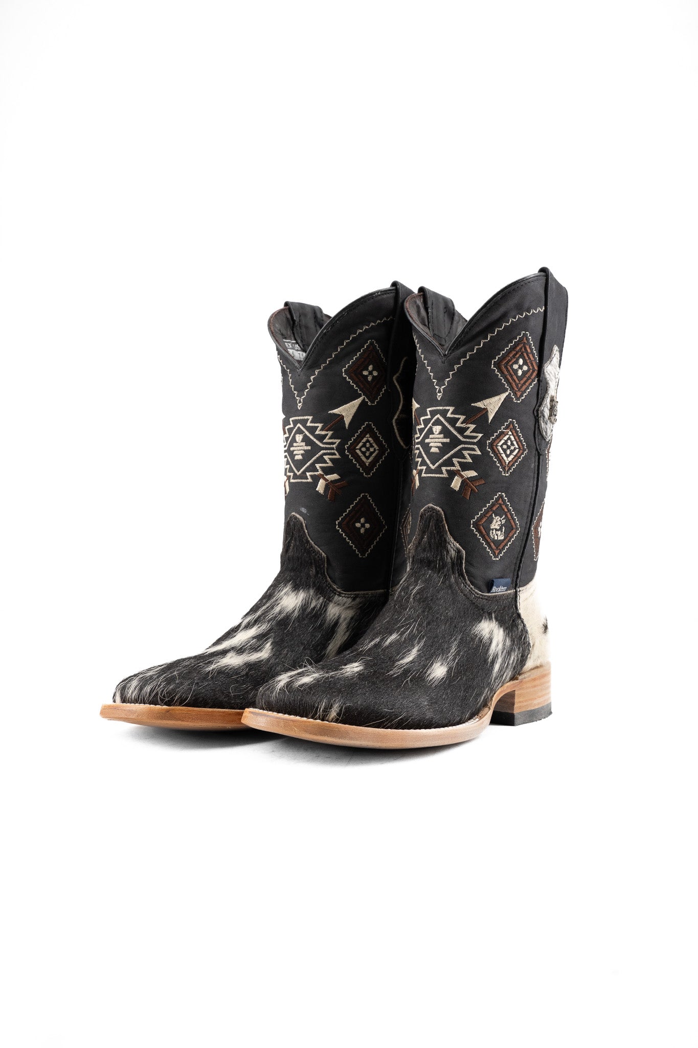 Aztec Cowhide Square Toe Cowboy Boot Size 7.5 Box UM27