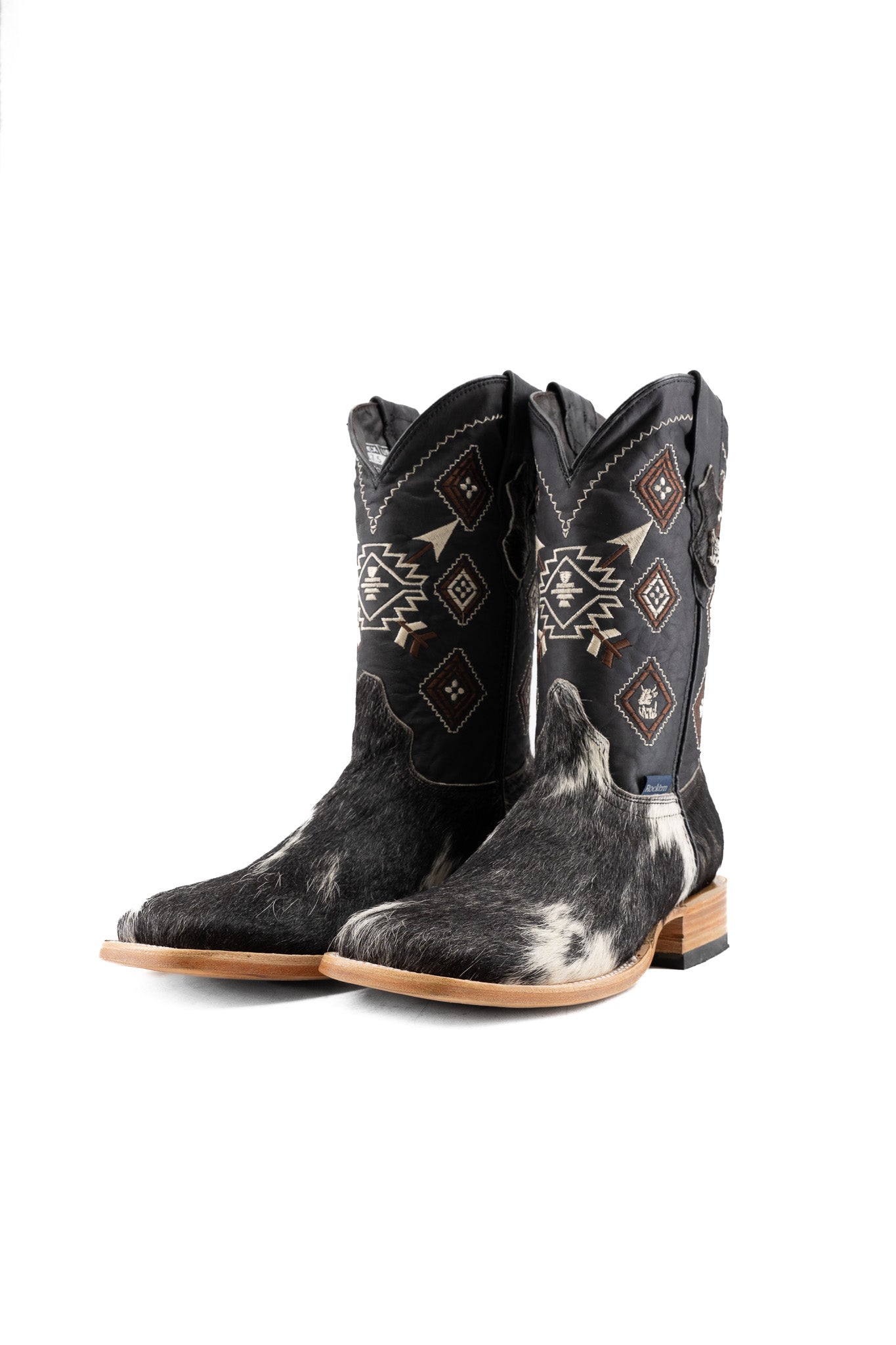 Aztec Cowhide Square Toe Cowboy Boot Size 8.5 Box UM28