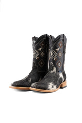 Aztec Cowhide Square Toe Cowboy Boot Size 8.5 Box UM28