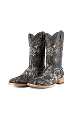 Aztec Cowhide Square Toe Cowboy Boot Size 10 Box UM32
