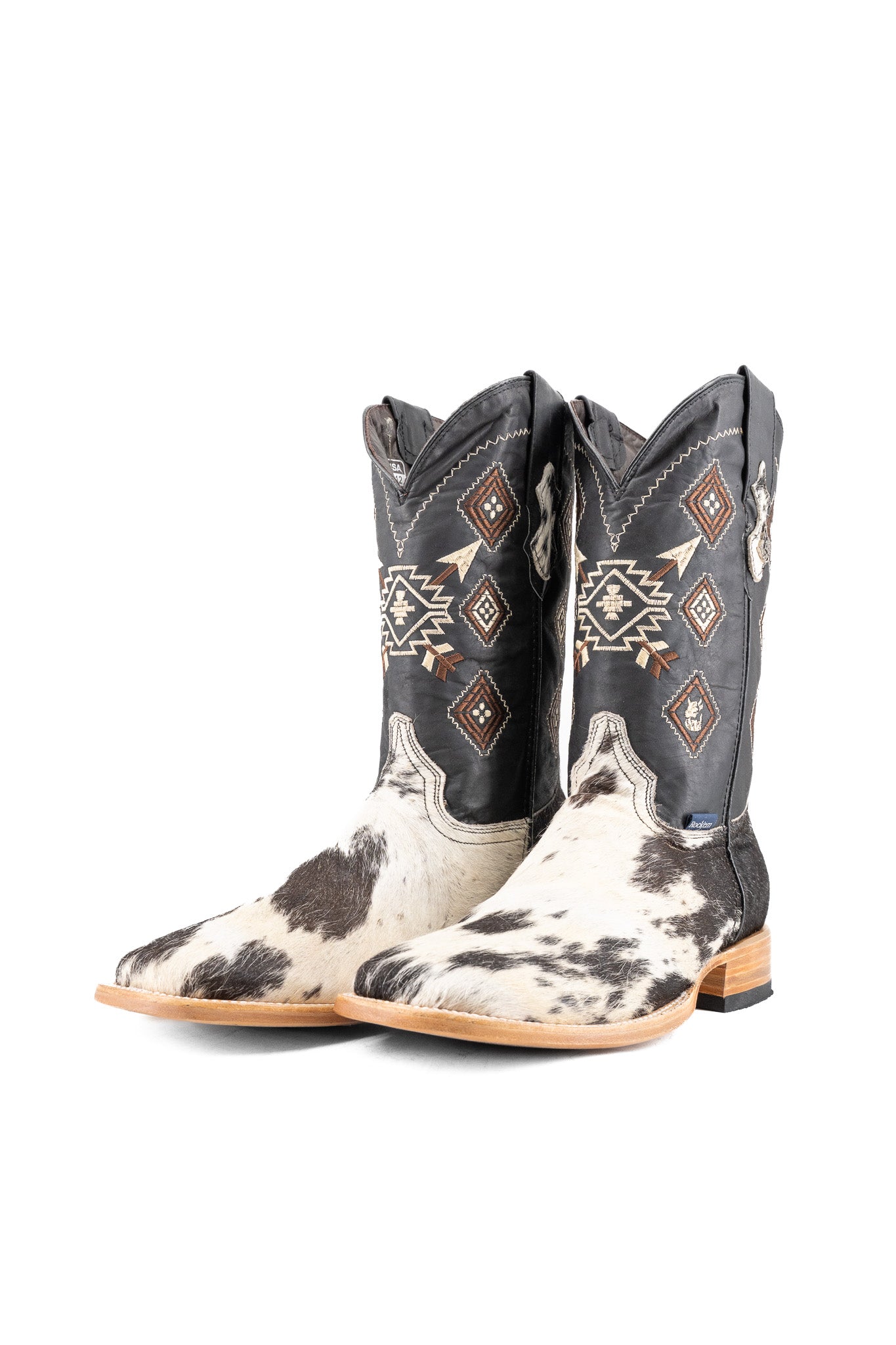 Aztec Cowhide Square Toe Cowboy Boot Size 12 Box UM35