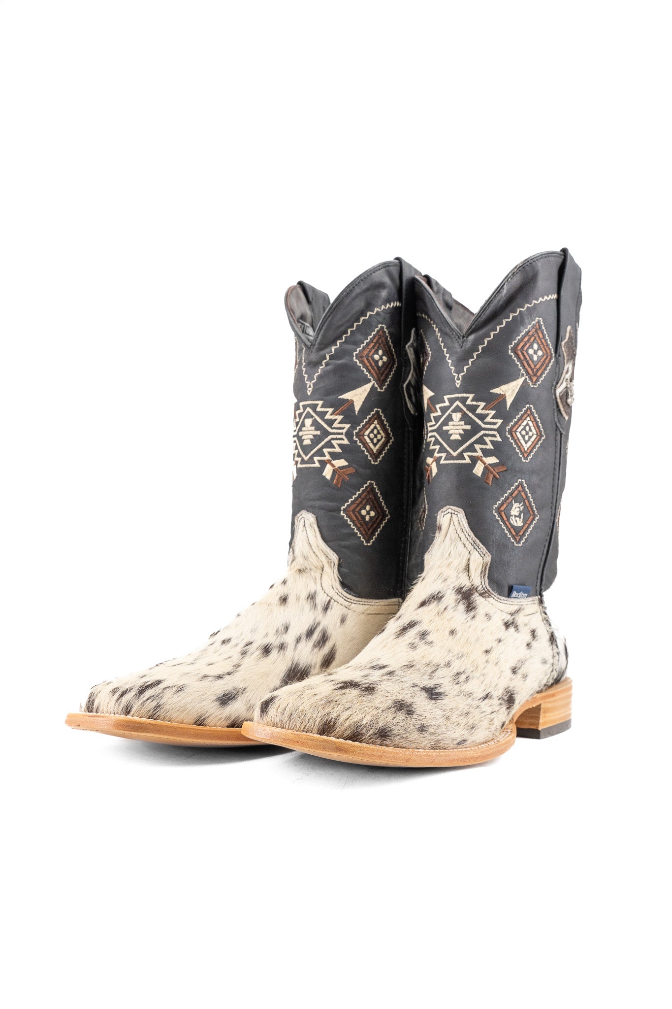 Aztec Cowhide Square Toe Cowboy Boot Size 12 Box UM36