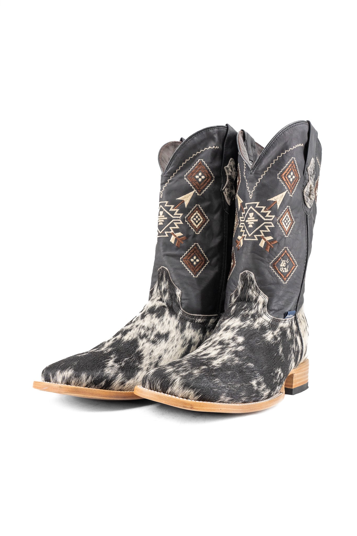 Aztec Cowhide Square Toe Cowboy Boot Size 13 Box UM37