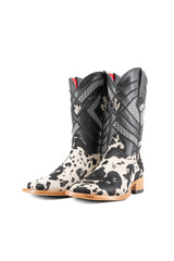 Prescott Brazil Cowhide Square Toe Cowboy Boot Size 8 Box UW43