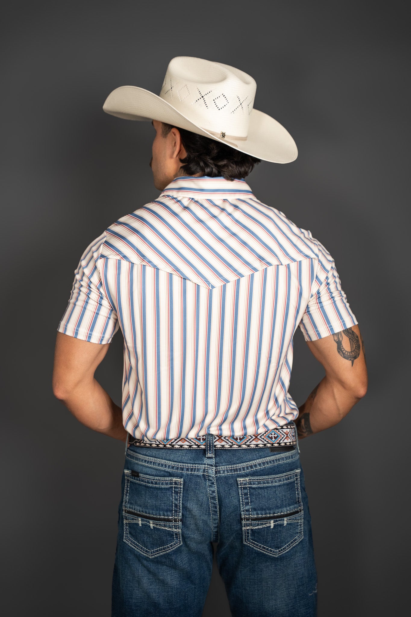 Rock & Roll Western Stripe Short Sleeve Polo