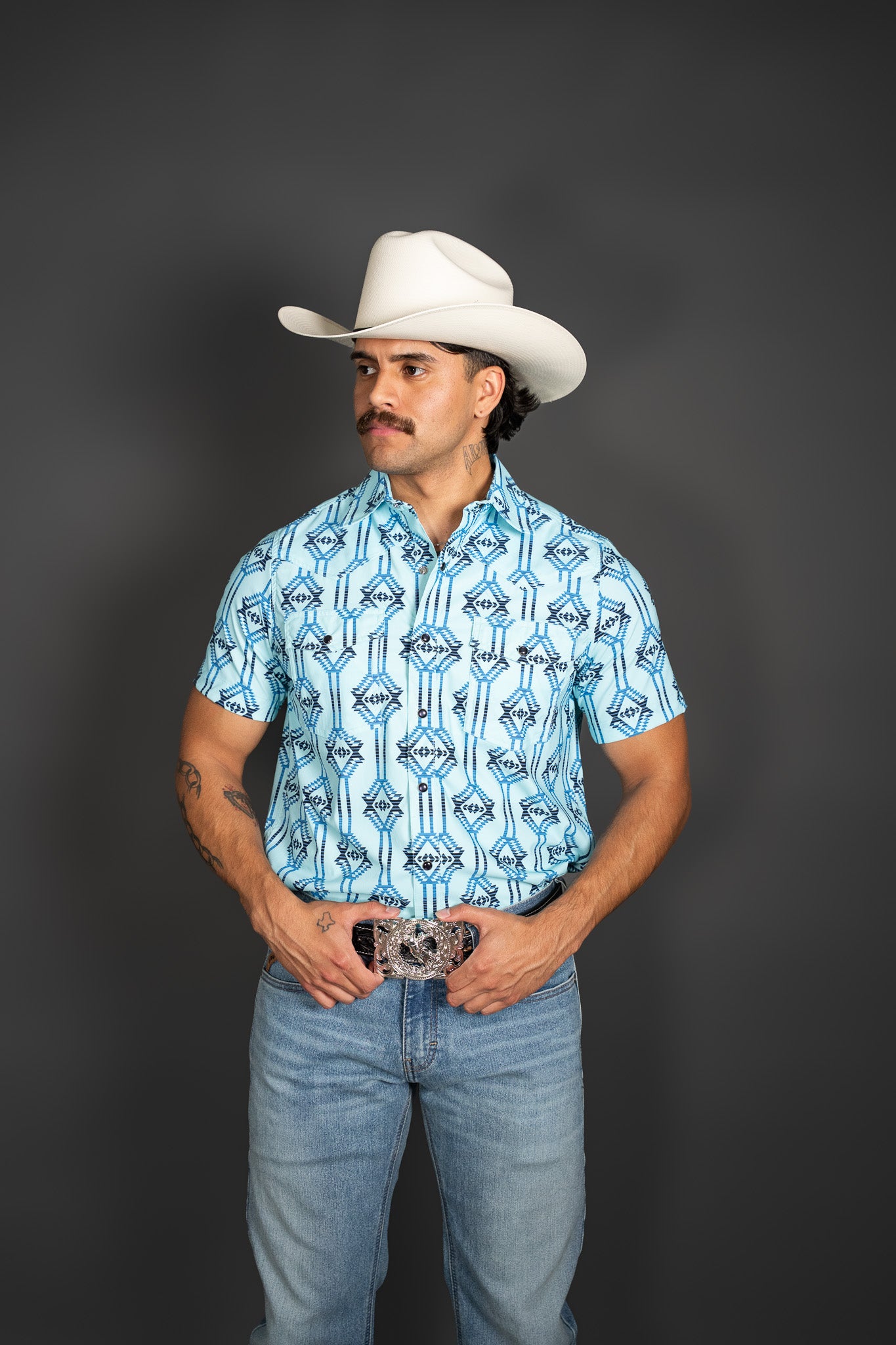 Roper Woven Aztec Short Sleeve Pearl Snap