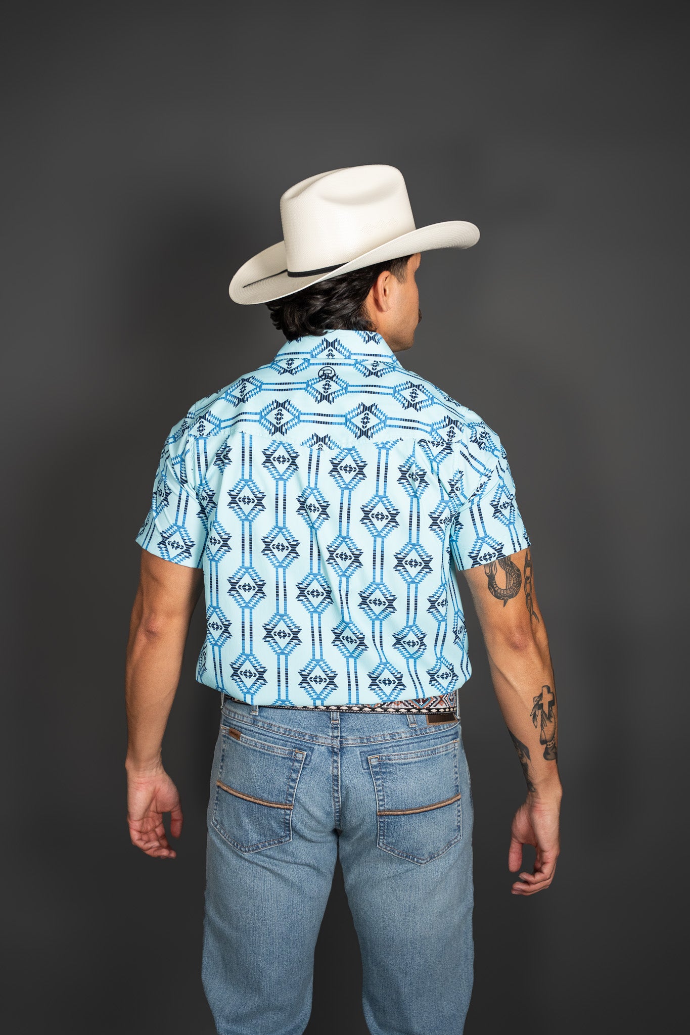 Roper Woven Aztec Short Sleeve Pearl Snap