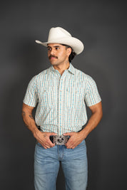 Roper Vertical Aztec Short Sleeve Pearl Snap