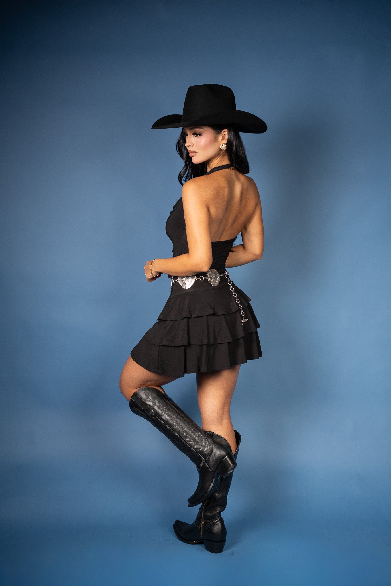 Nylani Halter Tiered Mini Dress