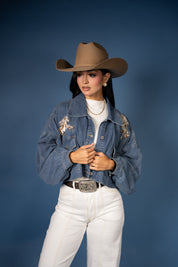 Rearing Horse Cropped Denim Jacket
