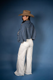 Rearing Horse Cropped Denim Jacket