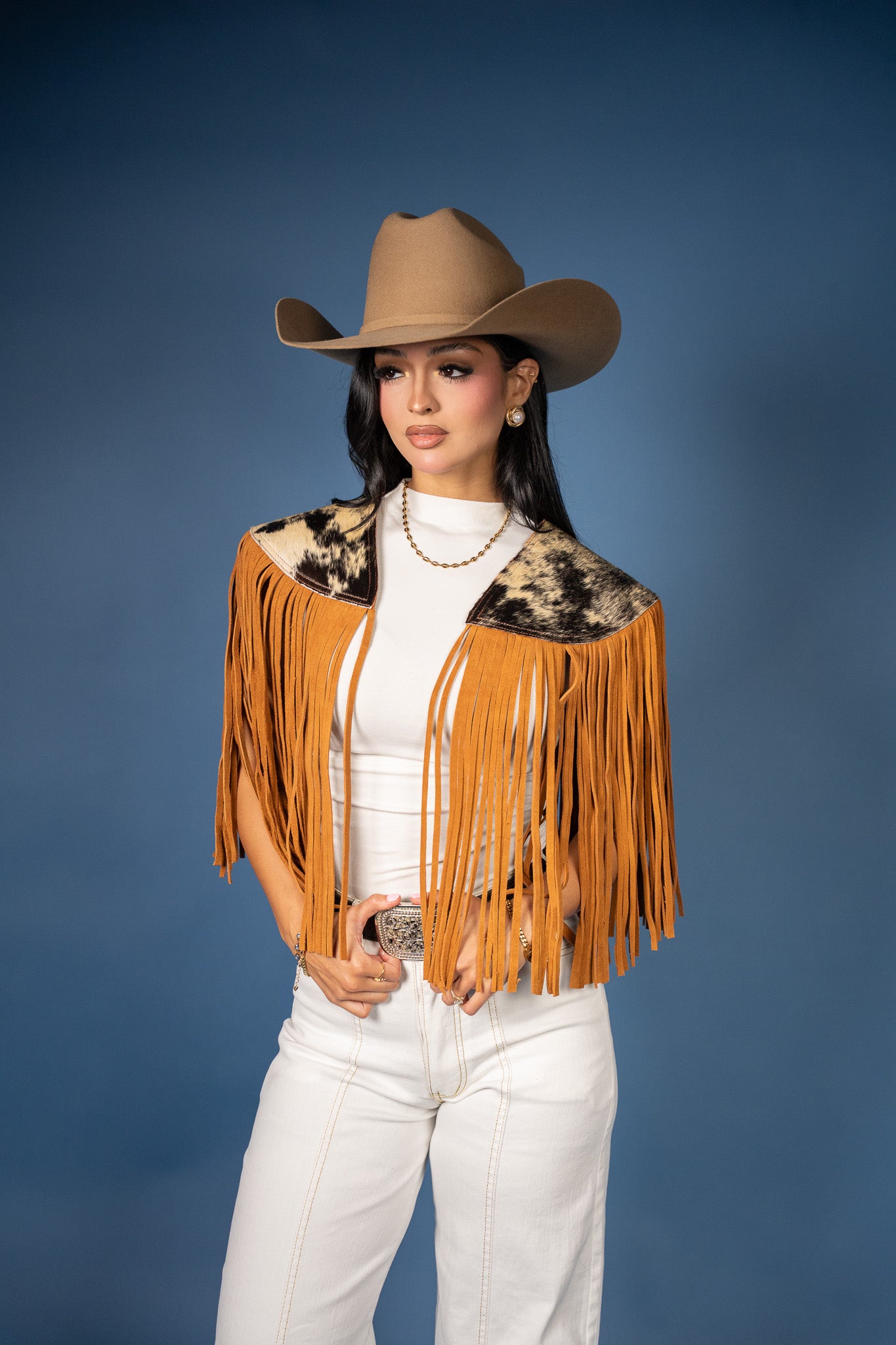 Cowhide Round Fringe Vest