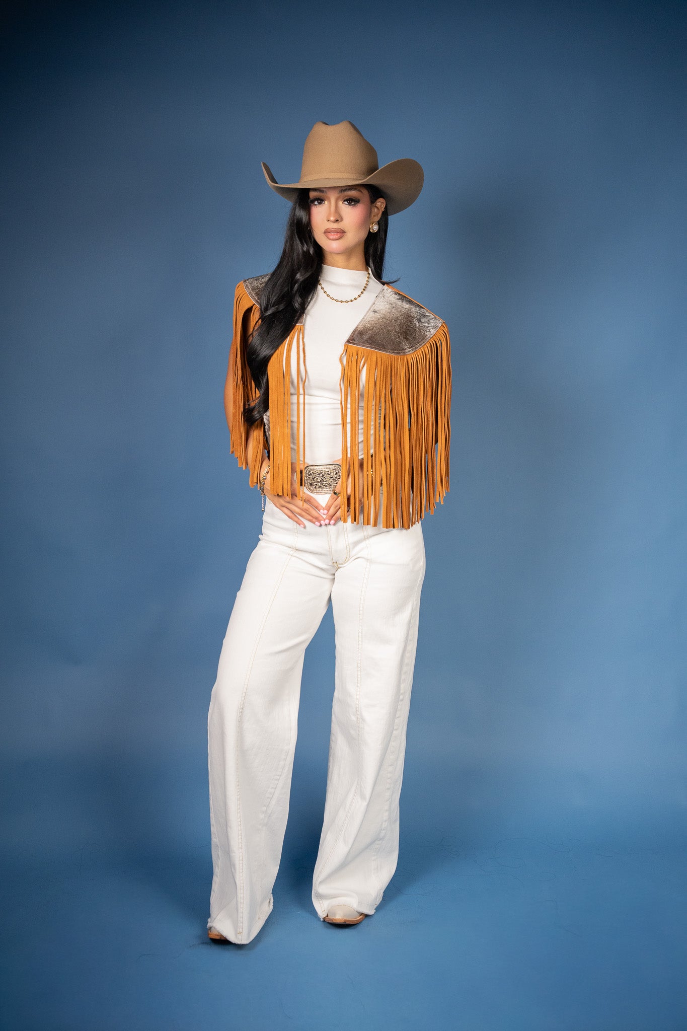 Cowhide Round Fringe Vest