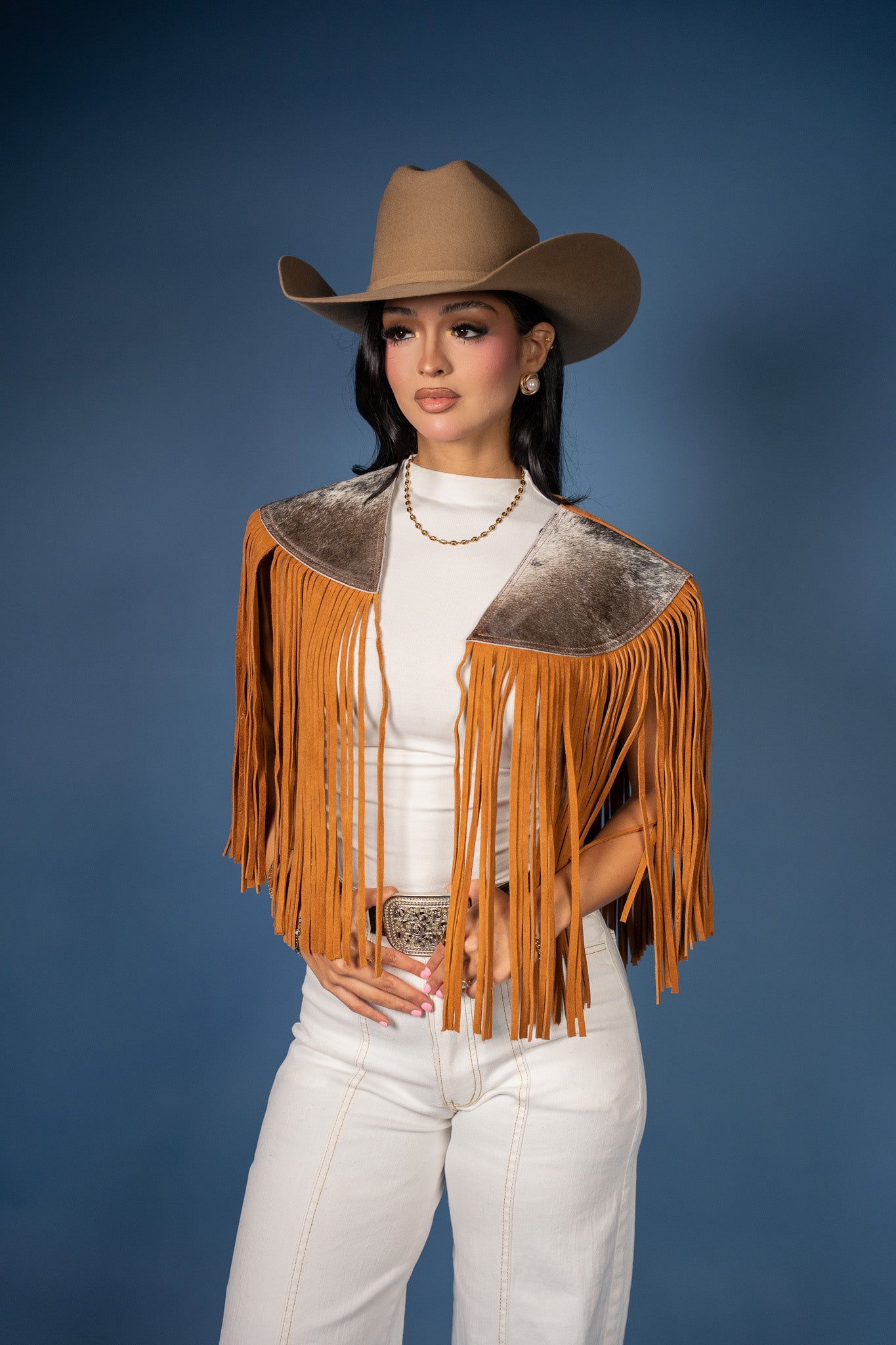 Cowhide Round Fringe Vest