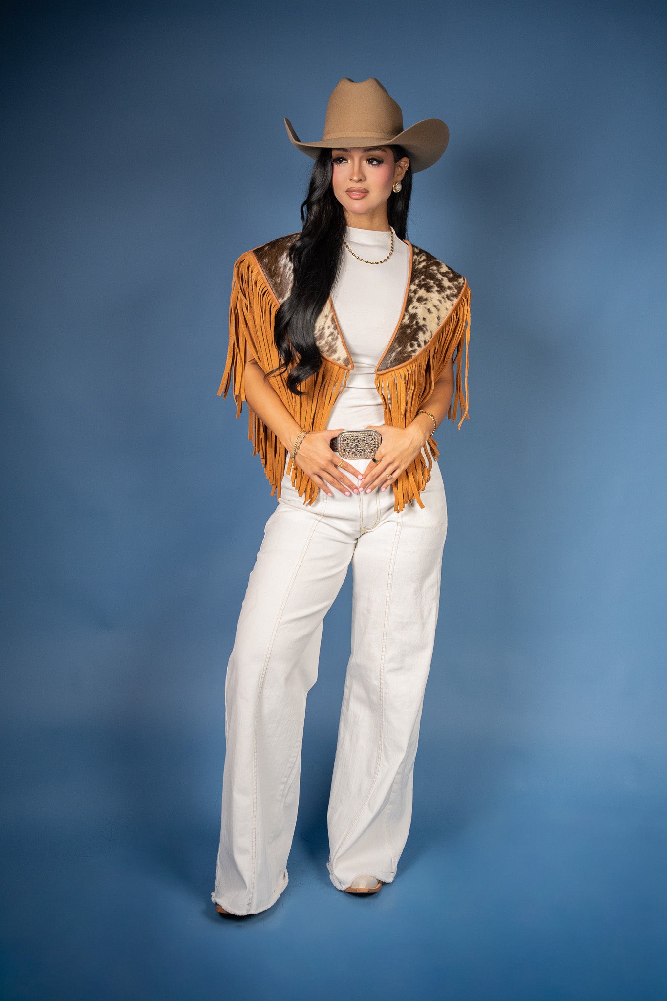 Cowhide Diamond Fringe Vest