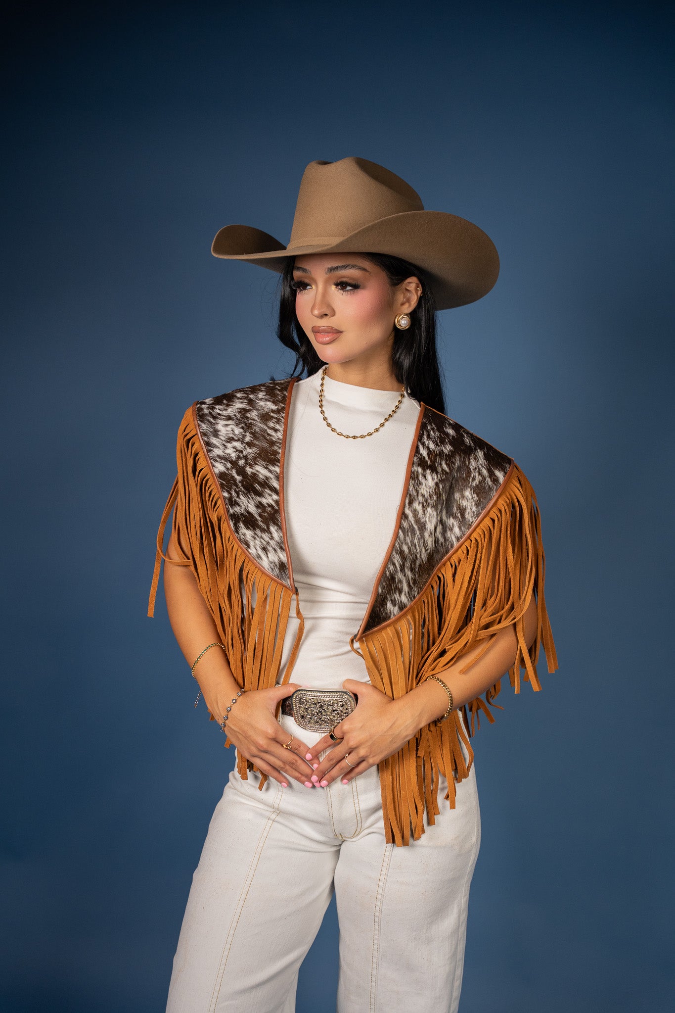 Cowhide Diamond Fringe Vest