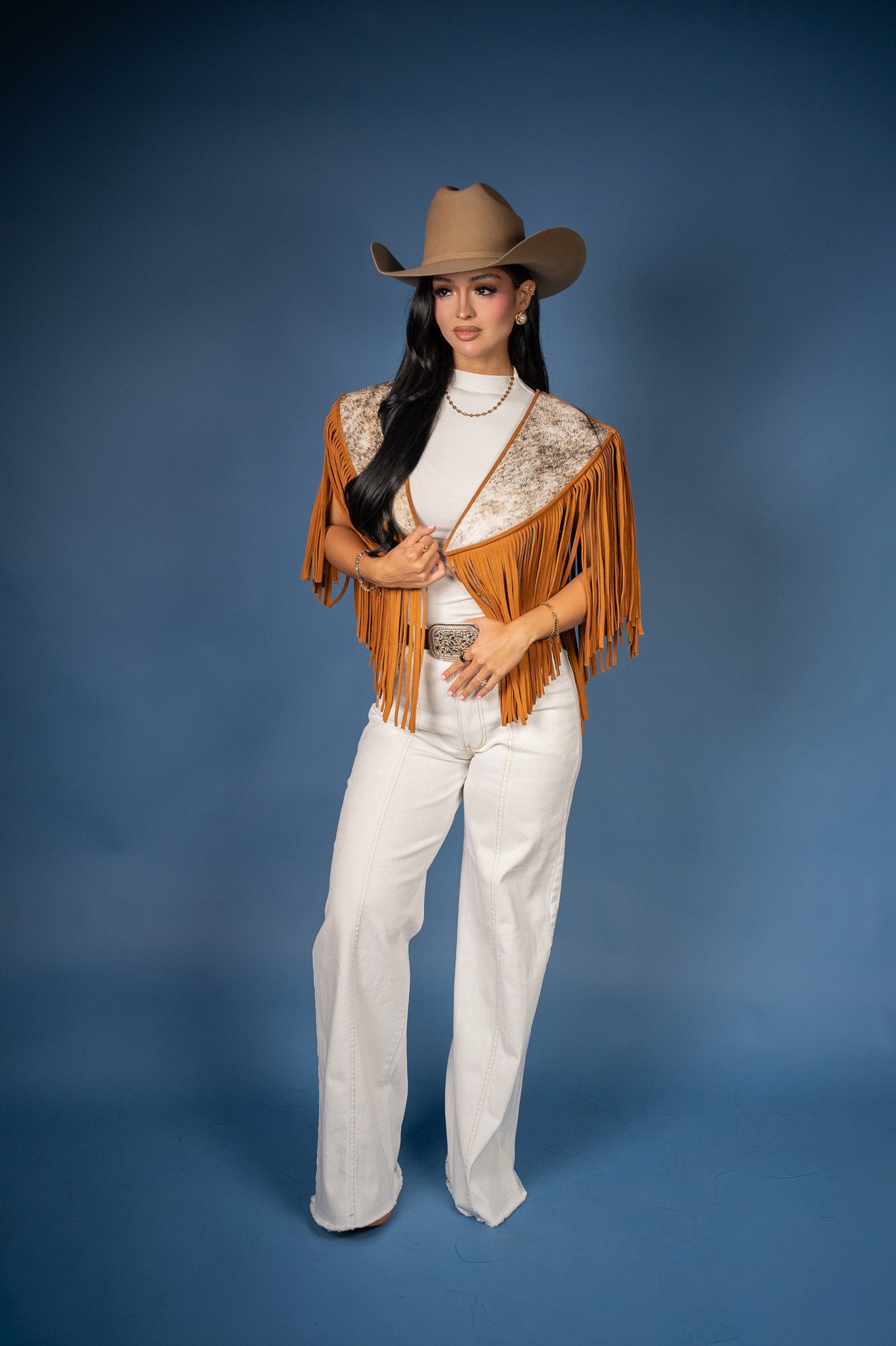 Cowhide Diamond Fringe Vest