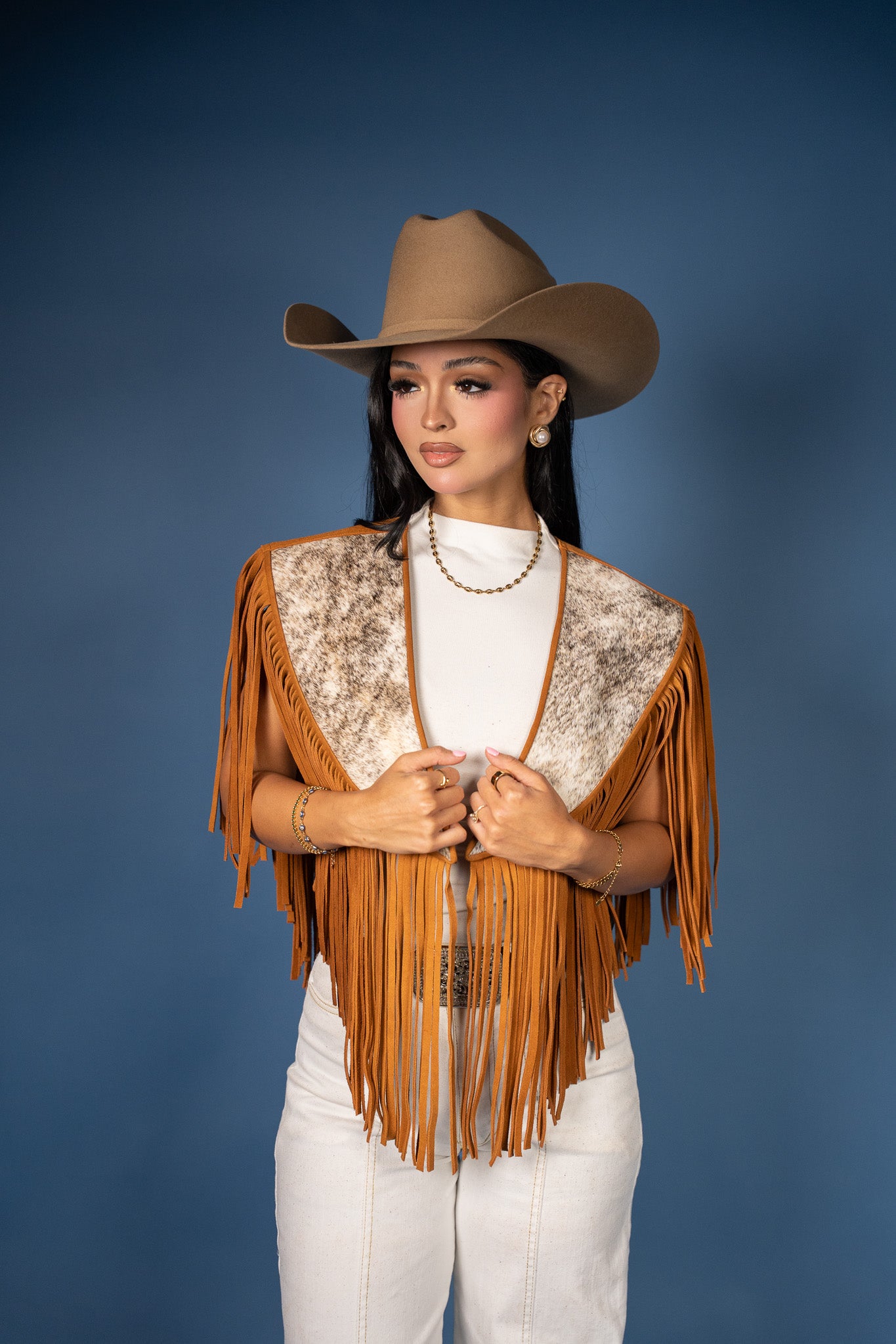 Cowhide Diamond Fringe Vest