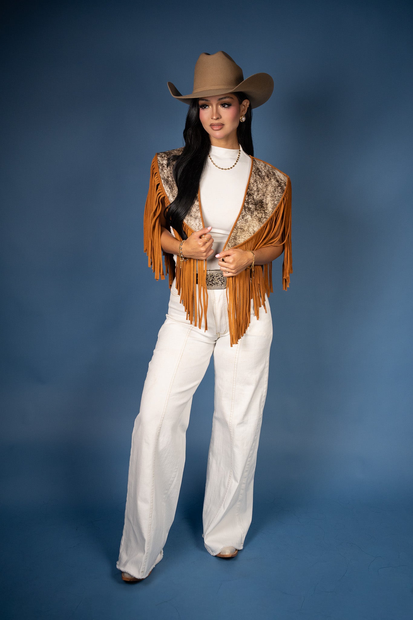 Cowhide Diamond Fringe Vest
