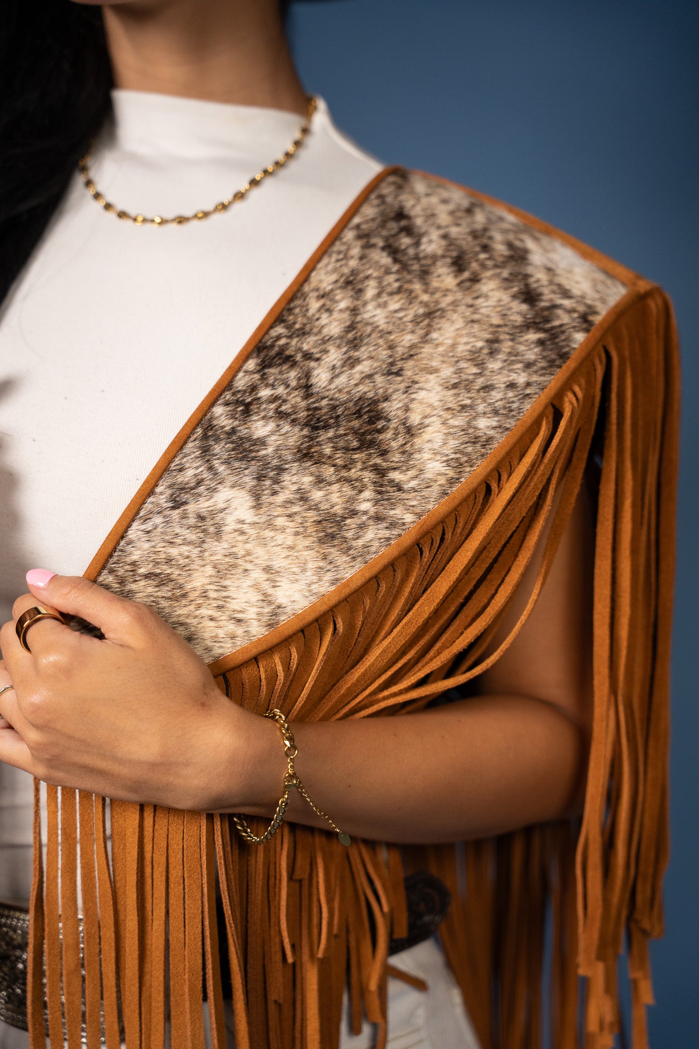 Cowhide Diamond Fringe Vest