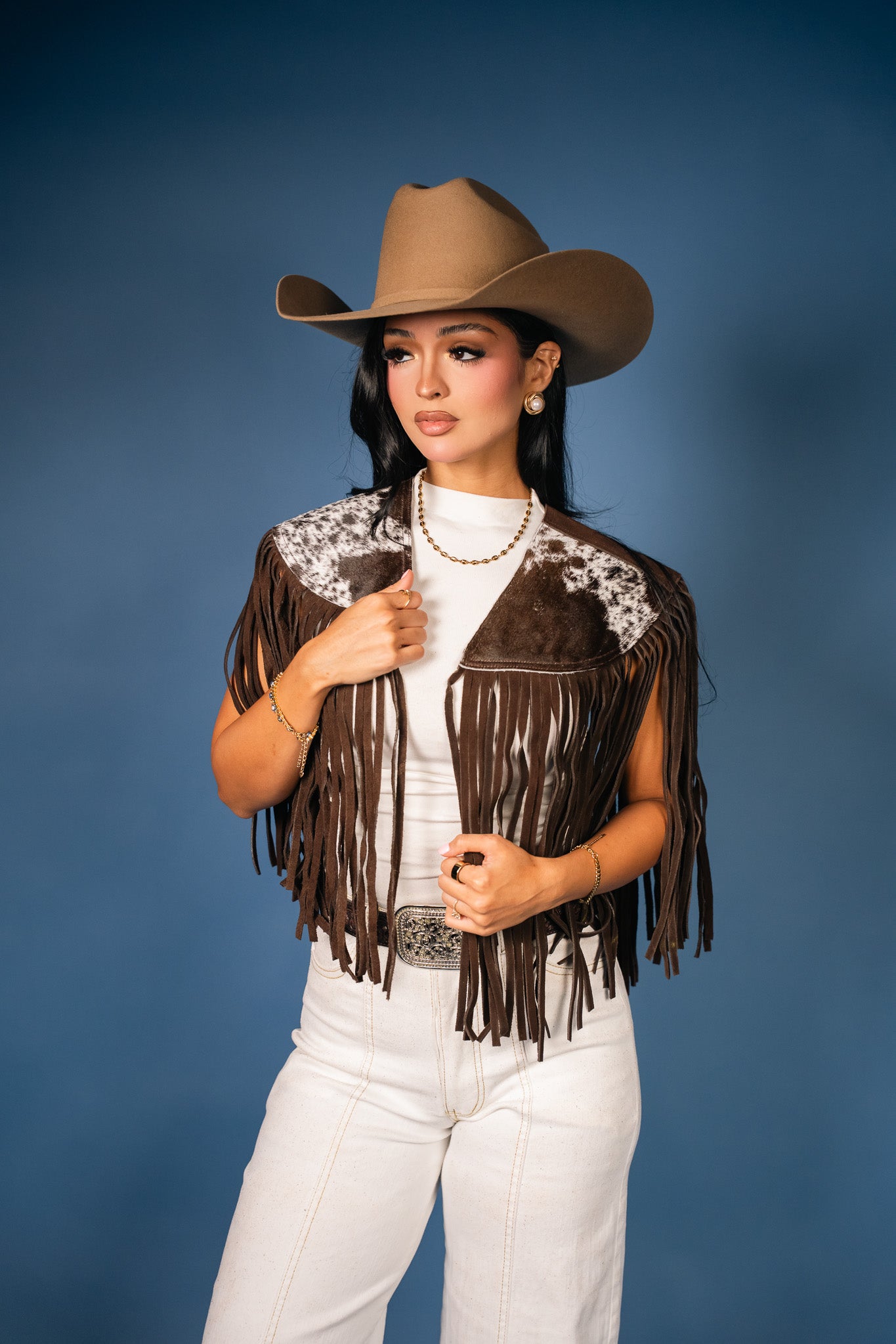 Cowhide Round Fringe Vest