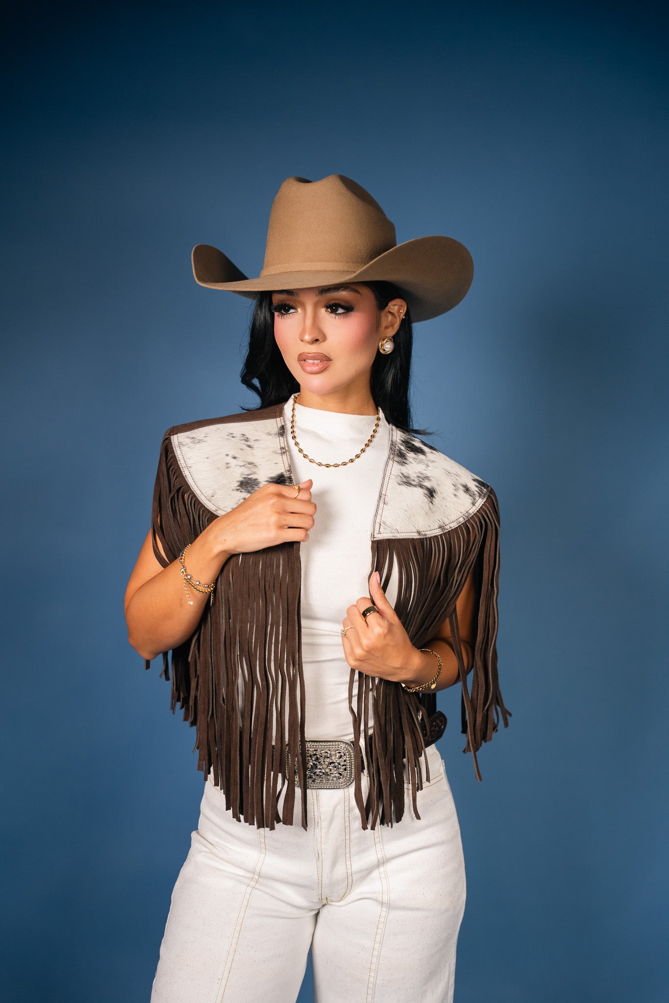 Cowhide Round Fringe Vest