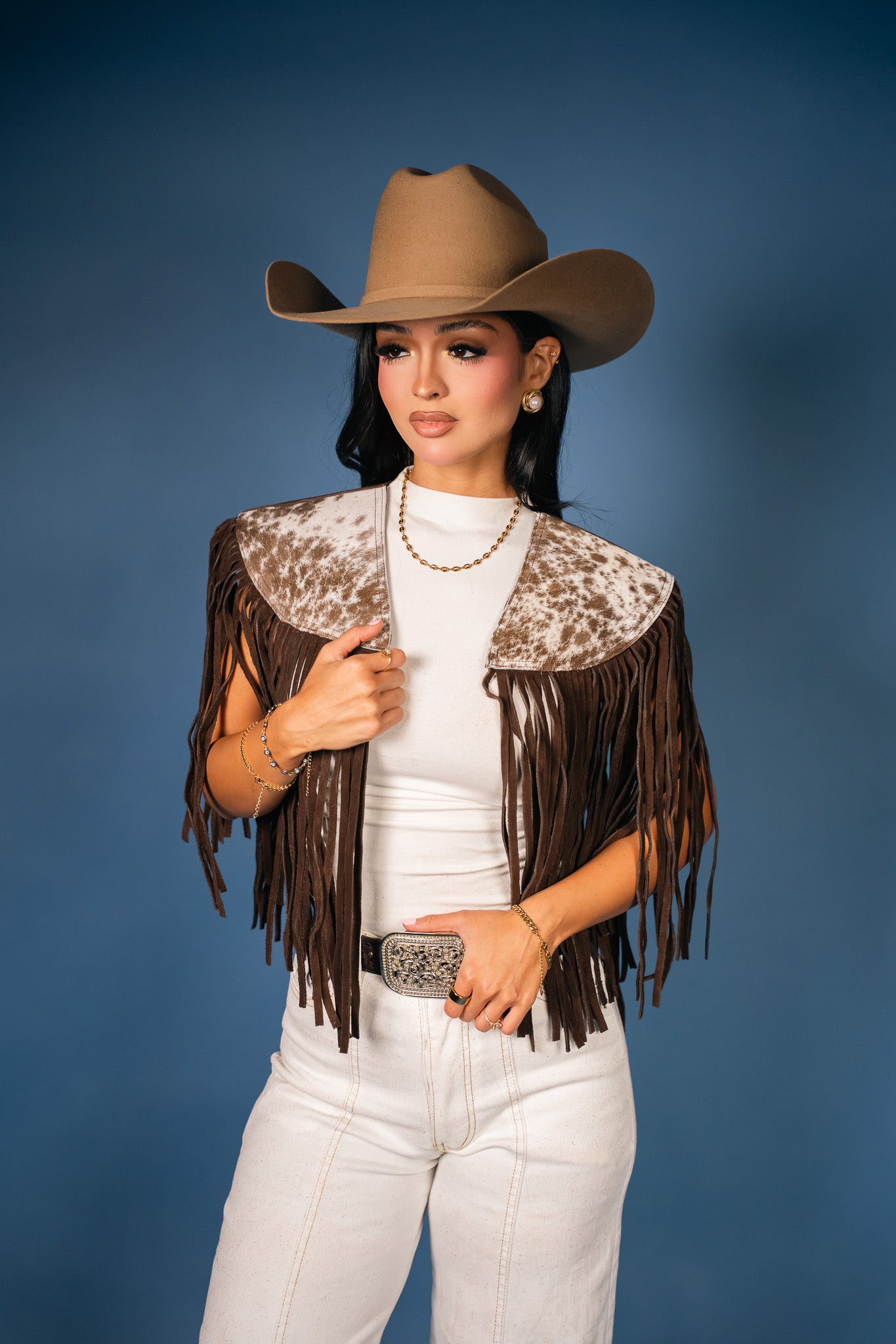 Cowhide Round Fringe Vest